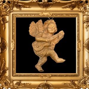 Vintage Angel Ornament Gold Cherub Victorian Cottage Core Old World Hand Crafted